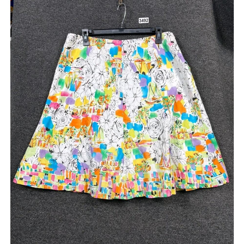One Dream One Wish A-Line Skirt Womens Size 14 Floral Art Multicolor Knee Length - Picture 2 of 6